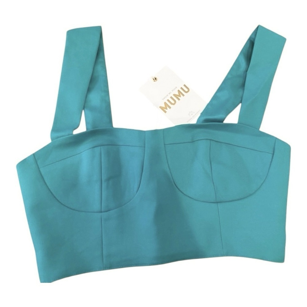 Show Me Your MuMu Sally Crop Top Bustier in Teal Size Medium - Picture 5 of 7